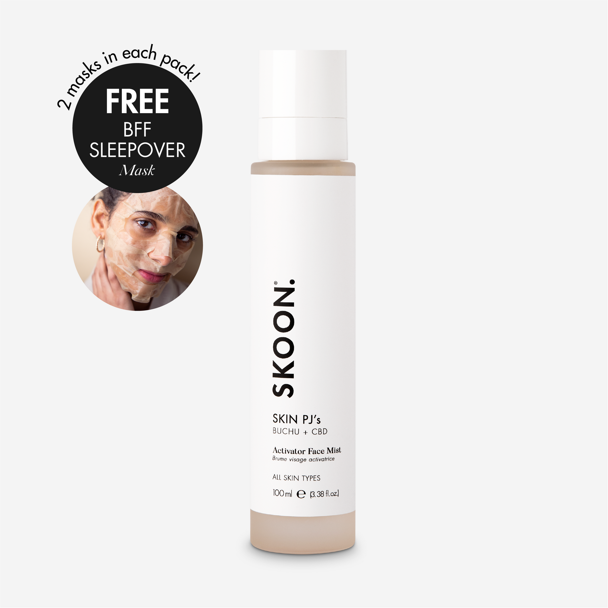 Get a free BFF Sleepover mask pack when you buy SKIN PJ's activator mist